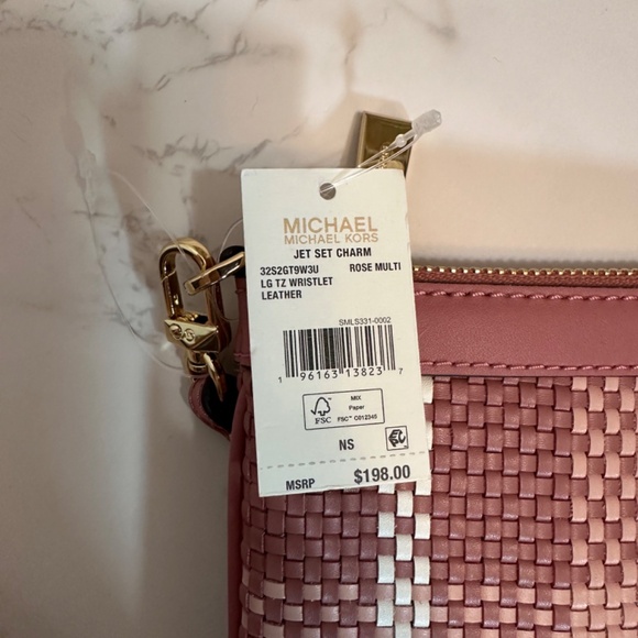 Michael Kors Jet Set Charm Leather Wristlet in Rose - Picture 8 of 9